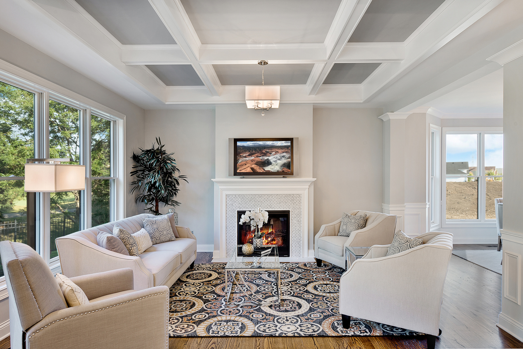 Family room in light colored home